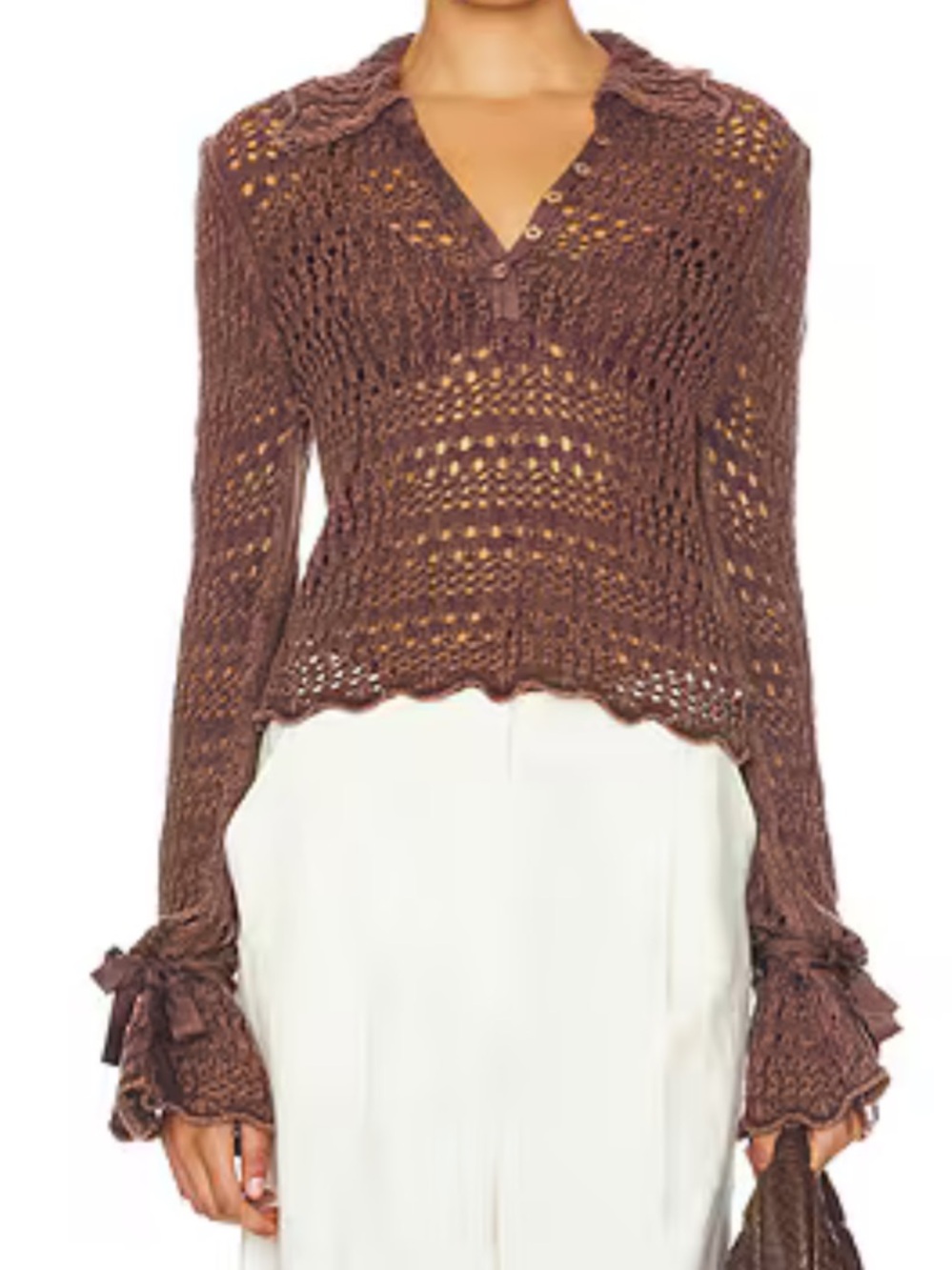 Free People Pointelle Crochet Pullover NEW